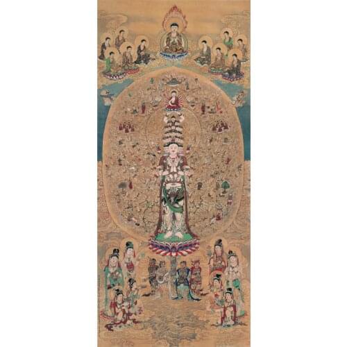 Thousand-hand Bodhisattva Thangka Painting Printings HD Print on Paper Home Decor Living Room Wall Art Buddhist Picture