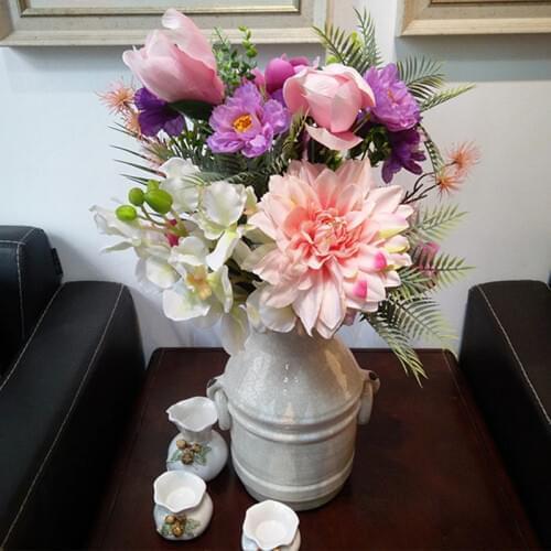 DIY Party Decoration Artificial Bouquet Dalia Rosemary Lotus Eucalyptus Fake Flowers Festival Supplies Home Decor Bouquet