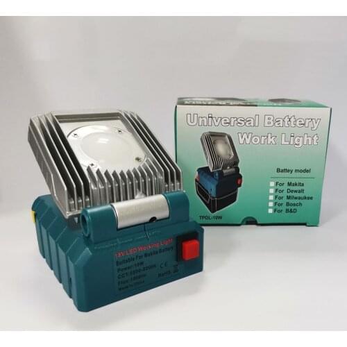 High quality 10W Newest LED Work Light For Makita BL1830 For Dewalt For Bosch For Milwaukee For Black&Decker Li-ion 18V battery