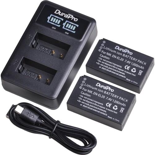 1200mAh EN-EL20 EN EL20 Rechargeable Li-ion Battery + LED USB Dual Battery Charger For Nikon 1 J1 J2 J3 S1 Coolpix A1 AW1 Camera
