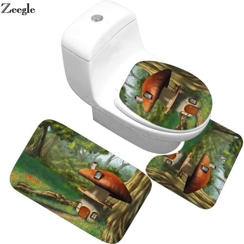 Zeegle 3Pcs Mats Bathroom Toilet Rug Non-slip Bathroom Rug Floor Mats Absorbent Bath Mat Shower Carpet Foot Mat Bathroom Carpet