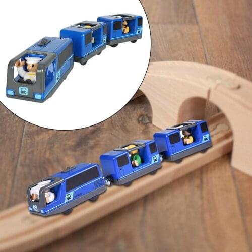 Railway Locomotive Magnetically Connected Electric Small Train Magnetic Rail Toy Compatible With Wooden Track Present For Kids