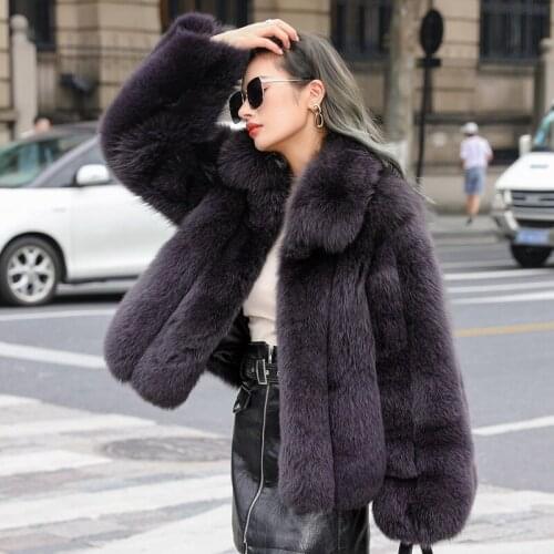 Rf21113 winter Vertical stripes womens real fox fur jacket