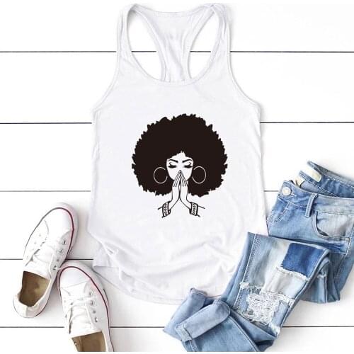 Women Sleeveless Summer Vest Praying Woman Printing Tank Top Female Harajuku Crew Neck Ladies Tops Plus Size