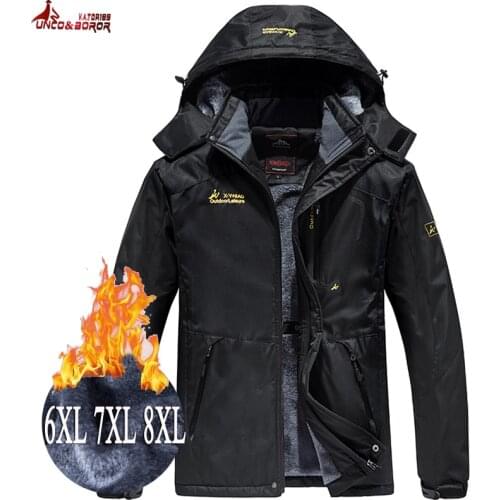 Plus Size 6XL 7XL 8XL Winter Jacket Men Thick windproof waterproof Jackets Mens wool liner snow ski hooded coats male Parka