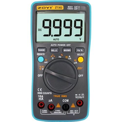 ZOYI ZT302 Measurement 9999 Counts Multimeter Automatic Range True RMS Digital Electrical Tester BZ