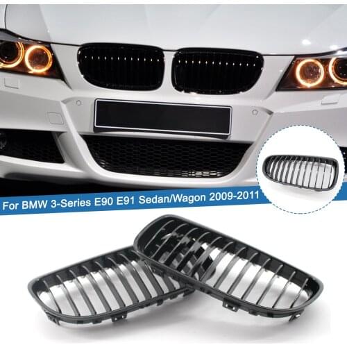 1 Pair Gloss Black Car Grilles Front Kidney Grille Racing Grill For BMW 3 Series E90 E91 Sedan/Wagon 2009-2011 Auto Accessories