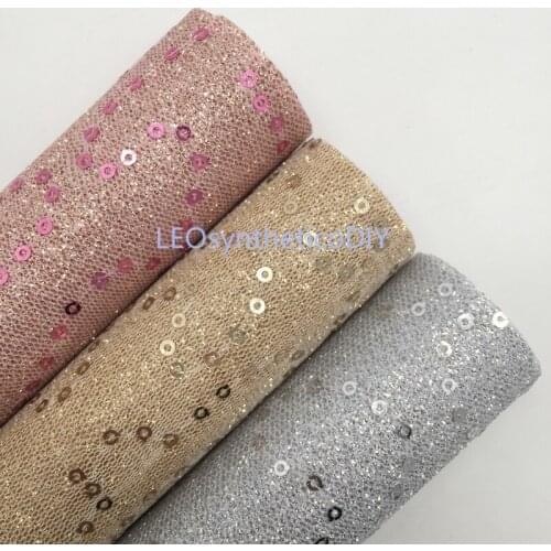 1PC 21X29CM Mesh Glitter Leather Fabric with Sequins For Making Bows LEOsyntheticoDIY T373A