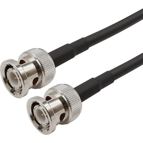 1Piece BNC Male to BNC Male RG58 RF Coaxial Cable 50 Ohm Crimp Connector Double BNC Plug Coax Pigtail Wire 50CM-20Meters