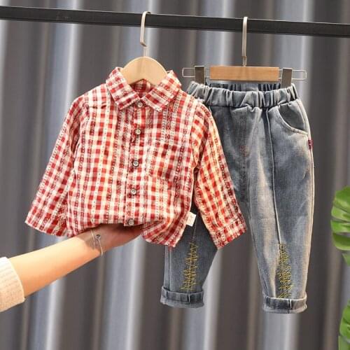 2021 Spring Fashion Baby Boys/Girls Clothing Sets Printing Cotton Shirt+Jeans 2pc Casual Style Toddler Infant Clothes Children