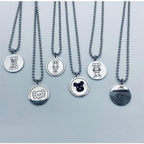2021Sesame Street Silver Hip Hop Alloy Necklace Punk Boys Girls kaww Pendant Steel Chain Choker Women Jewelry Sweater Decoration