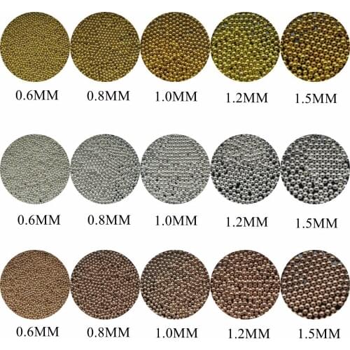 3D Approx. 3g/jar Nail Art Mini Metal Gold and Silver and Rose Gold Beads Decoration Tiny Balls 5 sizes Mini Beads