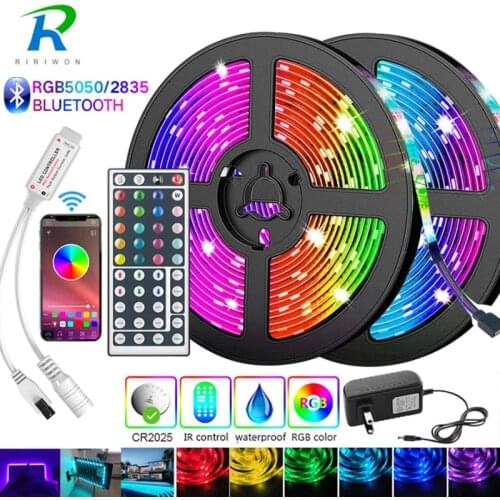 5M-30M Bluetooth LED Strip 5050 2835 IP20 RGB Strip LED Light Flexible Ribbon Stripe DC 12V RGB Diode Tape IR Controller Adapter