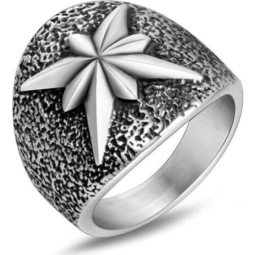 8-corner pattern Titanium Steel Ring for Men Vintage Simple Male Octagonal Flower Ring Trendsetter Jewelry Accessories