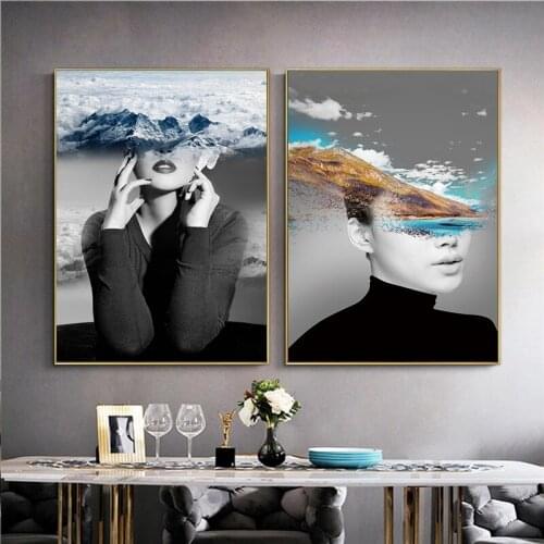 Abstract Women Wall Art Painting On Canvas Art Posters and Prints Modern Landscape Decorative Pictures For Home Design