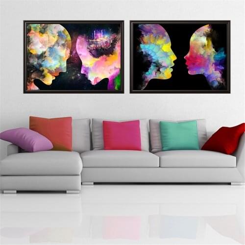 Abstract Portrait Modern Minimalist Living Studio Room Art Prints Set Of 2 Print Colorful Painting No Frame Pictures