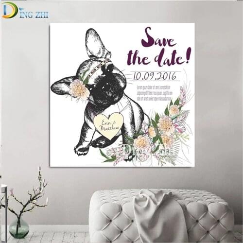 French Bulldog 5D DIY Diamond Painting Animal Text Full Drill Square Round Diamond Painting Mosaic Embroidery Cross Stitch
