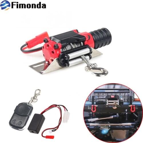 Automatic Winch Red and Wireless Remote Controller Receiver for 1/10 RC Crawler Car Axial SCX10 Traxxas TRX4 D90 KM2 TF2 Tamiya