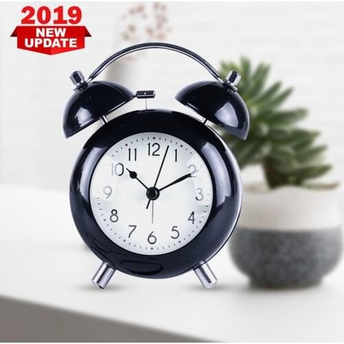 Student Mute Metal Alarm Clock Retro Bedside Ringing Night Light Clock Convex Mirror Clock Double Alarm Clock