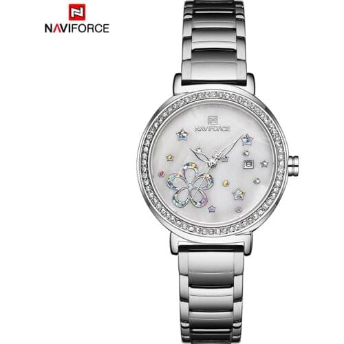 Top Brand NAVIFORCE Luxury Flower Crystal Women Watch Steel Ladies Wrist Watches Bracelet Girl Clock Date Relogio Feminino 2021