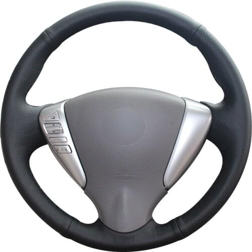 Black Synthetic Leather Car Steering Wheel Cover for Nissan Tiida Sylphy Sentra Versa Note 2014-2017