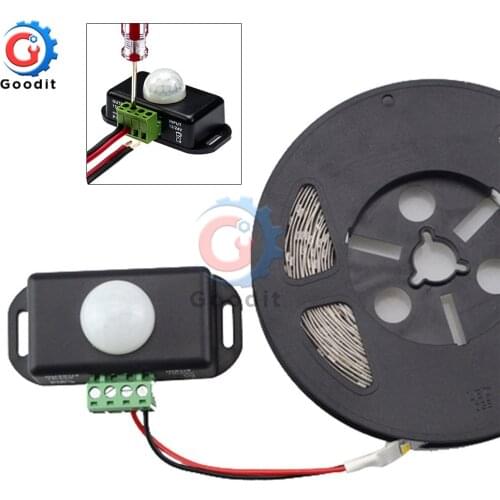 DC 12V 24V 8A Automatic Adjustable PIR Motion Sensor Switch IR Infrared Detector Light Switch Module for LED Strip Light Lamp