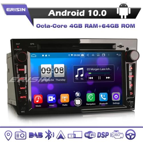 Erisin ES8760PB Car Radio Android Auto 10 GPS Navi DAB+ Bluetooth OBD2 DSP WiFi 4G for Opel Vauxhall Antara Corsa Meriva Zafira