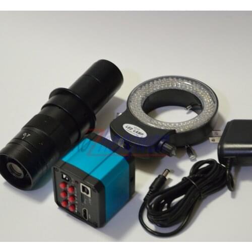 FYSCOPE HD 14MP HDMI 720P USB Digital Industry Video Inspection Microscope Camera + 180X C-MOUNT Zoom Lens+144 pcs LED light