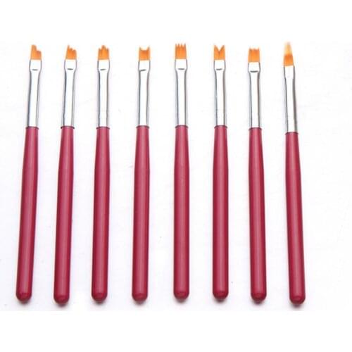 8Pcs Nail Brush Set Bristle Plastic Nail Arts Decoration Tools DIY Pen UV Gel Painted Manicure Salon Brushed Kits