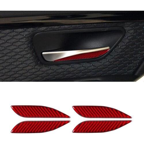 Compatible with Interior Carbon Fiber Car Interior Door Handle Buckle Cover Trim for BMW 3 Series GT F30 F32 F34 13-17