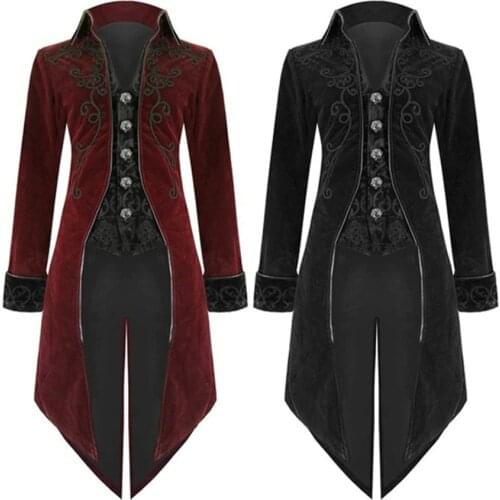 2021 New Halloween Carnival Gothic Coat for Men Medieval Cosplay Mens Party Tuxedo Punk Adult Clothing Middle Ages Costumes