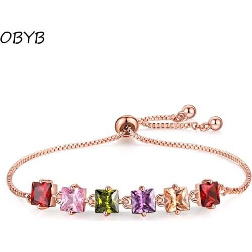 New Korean Fashion Jewelry Bracelet Cubic Zircon Charm Bracelet Bangle Adjustable Chains For Women Lovers Best Jewelry Gifts