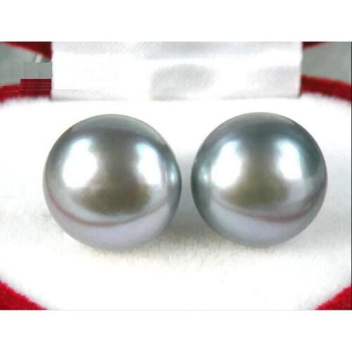 CHARMING HOT Perfect 10-11mm gray South Sea Pearl Earring r 925silver