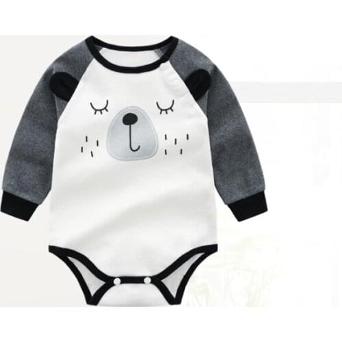 Baby Girl Boy Clothes Newborn Infant Baby Romper Summer Long-Sleeve Cotton Cartoon Striped Print Unisex Bodysuit For a 0-3 Years