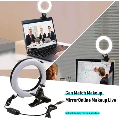 Video Conference Lighting Kit 6 inch LED Selfie Ring Light for Video Conference Zoom Call Self-broadcast Makeup