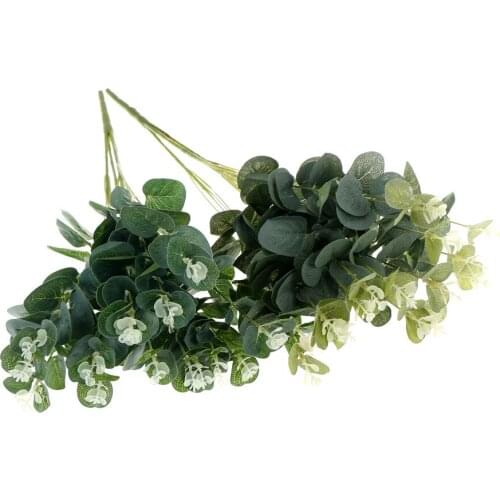 Plastic Bush Artificial Plant Money Leaves Grass Mini Flowers Green Eucalyptus Home Decoration Festival Supplies Green Color