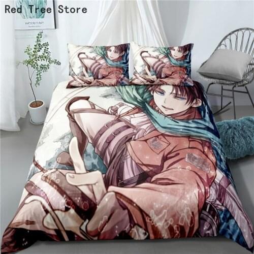 Attack on Titan 3D Anime Bed Linen Kids Duvet Cover Home Textile Pillowcase Comforter Bedding Set Single Double 2/3pc Home Decor