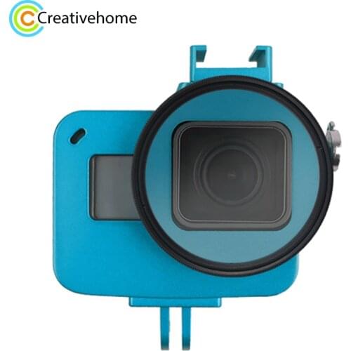 Puluz Housing Shell CNC Aluminum Alloy Protective Cage with Insurance Frame & 52mm UV Lens for GoPro HERO7 Black /6 /5