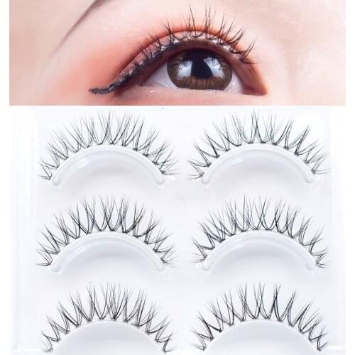 2021 New Short Eyelashes Naturally Simulated Thick Transparent Stem Fake Eyelashes Glimmer Beginner Makeup Tools Lashes