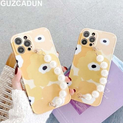 Luxury Pearl Bracelet Fresh Flower Phone Cases for Iphone 11 12 Pro Max Mini Xs Max 7 8 Plus Xr X SE 2020 IMD Protective Cover