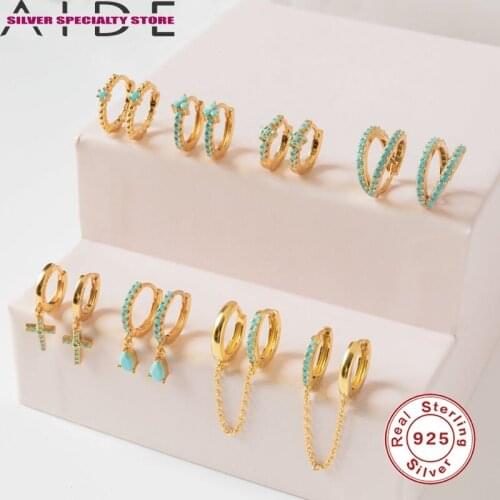 AIDE Chain Earrings For Women 925 Sterling Silver Earrings 2020 Trend Earrings Hook Jewelry Turquoise Pendientes Bijoux Femme