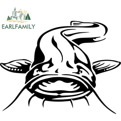EARLFAMILY 13cm x 12.8cm for Big Catfish Windshield Car Sticker Motorcycle Helmet Waterproof Camper Snowboard Surfboard RV Decal
