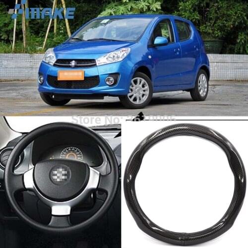 SmRKE Car Accessories For Suzuki Alto Black Carbon Fiber Leather Steering Wheel Cover Sport Racing Car Styling