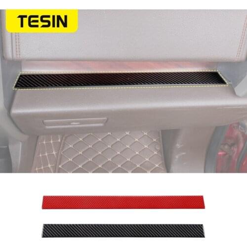 TESIN Soft Carbon Fiber Car Copilot Storage Slot Mat Decoration Sticker for For Ford F150 2015+ Auto Interior Accessories Stying