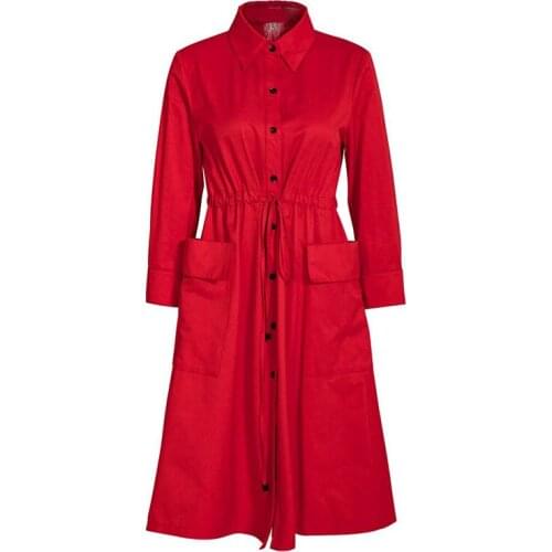 Windbreaker Womens Spring Autumn New Mid-Length Korean Version Of The Plus Cotton Winter Waist Casual Long Sleeve Coat Trend