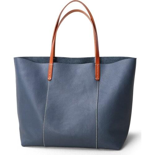 Genuine leather cow skin large capacity women handbag soft casual handmade totes