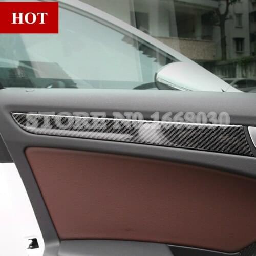 Carbon Fiber Inner Car Door Panel Moulding Trim Cover For Audi A4 S4 2008-2015 4pcs Car accesories interior Car Trim