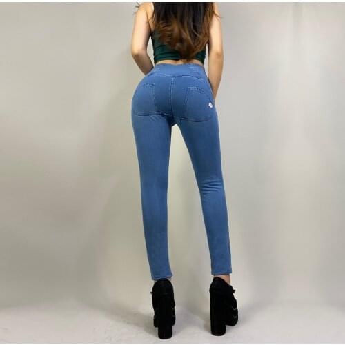 Shascullfites Melody High Stretch Jeans Light Blue Regular Fit Jeggings Vintage Jeans Womens Skinny Slim Fit Jean