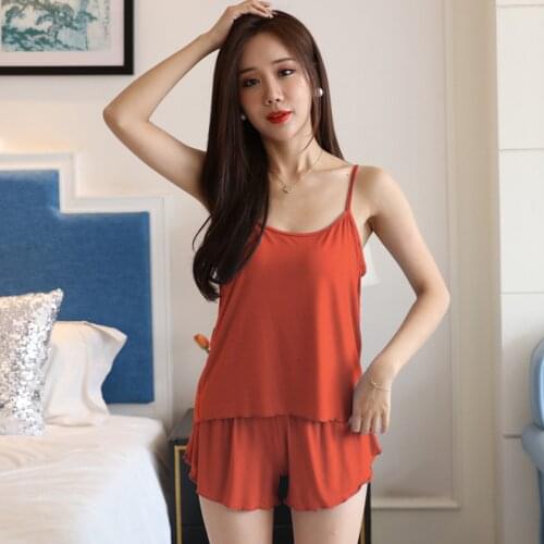 Women Pajamas Suits Loose Sling Shorts Sets Sleepwear Summer Casual Nightgown Female Homewear Outfits