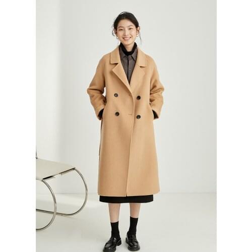 2021 summer new small wool coat womens medium and long suit collar temperament cashmere coat